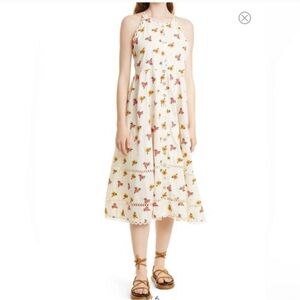 FARM Rio Cream Midi Dress with Pink and Yellow Floral Print